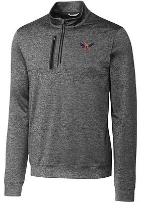 Cutter and Buck Auburn Tigers Mens Grey Stealth Heathered Long Sleeve Qtr Zip Pullover