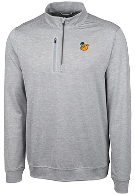 Cutter and Buck Baylor Bears Mens Stealth Heathered Long Sleeve Qtr Zip Pullover
