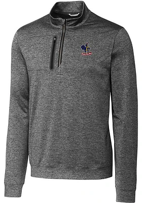 Cutter and Buck Delaware Fightin' Blue Hens Mens Grey Stealth Heathered Long Sleeve Qtr Zip Pull..