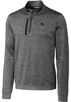 Cutter and Buck Delaware Fightin' Blue Hens Mens Grey Stealth Heathered Long Sleeve Qtr Zip Pull..