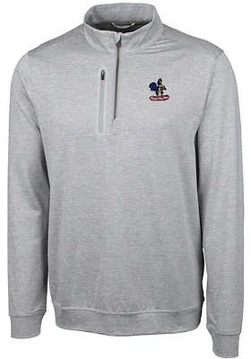 Cutter and Buck Delaware Fightin' Blue Hens Mens Stealth Heathered Long Sleeve Qtr Zip Pullov