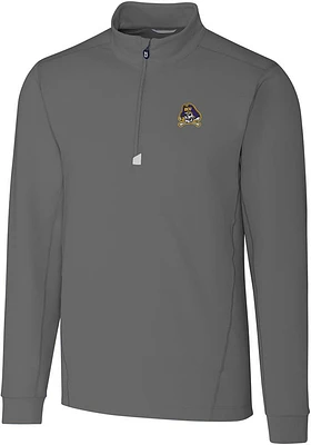 Cutter and Buck East Carolina Pirates Mens Grey Traverse Stretch Big Tall Qtr Zip