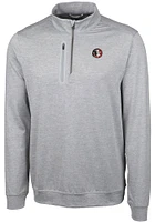 Cutter and Buck Florida State Seminoles Mens Grey Stealth Heathered Long Sleeve Qtr Zip Pullover