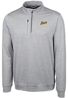 Cutter and Buck George Mason University Mens Grey Stealth Heathered Long Sleeve Qtr Zip Pullover