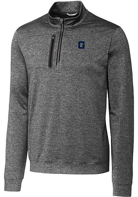 Cutter and Buck Georgetown Hoyas Mens Grey Stealth Heathered Long Sleeve Qtr Zip Pullover