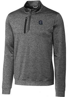 Cutter and Buck Gonzaga Bulldogs Mens Grey Stealth Heathered Long Sleeve Qtr Zip Pullover