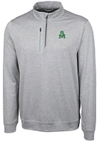 Cutter and Buck Marshall Thundering Herd Mens Grey Stealth Heathered Long Sleeve Qtr Zip Pullover
