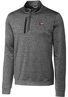 Cutter and Buck NC State Wolfpack Mens Grey Stealth Heathered Long Sleeve Qtr Zip Pullover