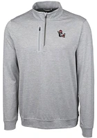Cutter and Buck NC State Wolfpack Mens Grey Stealth Heathered Long Sleeve Qtr Zip Pullover