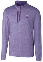 Mens Northwestern Wildcats Cutter and Buck Stealth Heathered Qtr Zip Pullover