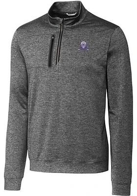 Mens Northwestern Wildcats Cutter and Buck Stealth Heathered Qtr Zip Pullover