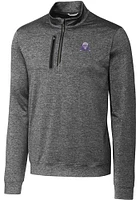 Mens Northwestern Wildcats Cutter and Buck Stealth Heathered Qtr Zip Pullover
