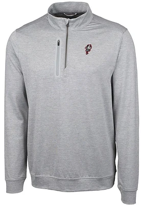 Cutter and Buck Ohio State Buckeyes Mens Grey Stealth Heathered Version Long Sleeve 1/4 Zip Pull..