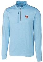Cutter and Buck Ole Miss Rebels Mens Stealth Heathered Long Sleeve Qtr Zip Pullover