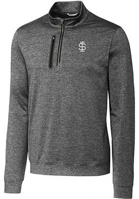 Cutter and Buck Southern Illinois Salukis Mens Grey Stealth Heathered Long Sleeve Qtr Zip Pullov..