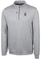 Cutter and Buck Southern Illinois Salukis Mens Grey Stealth Heathered Long Sleeve Qtr Zip Pullover