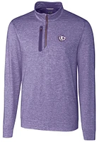 Cutter and Buck TCU Horned Frogs Mens Stealth Heathered Long Sleeve Qtr Zip Pullover