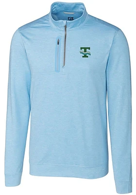 Cutter and Buck Tulane Green Wave Mens Stealth Heathered Long Sleeve Qtr Zip Pullover