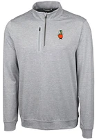 Cutter and Buck UCF Knights Mens Grey Stealth Heathered Long Sleeve Qtr Zip Pullover