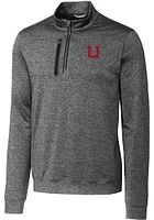 Cutter and Buck Utah Utes Mens Grey Stealth Heathered Long Sleeve Qtr Zip Pullover