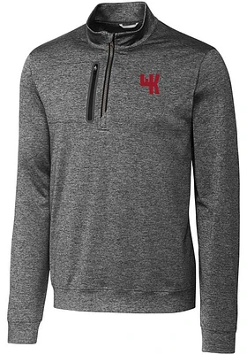 Cutter and Buck Western Kentucky Hilltoppers Mens Grey Stealth Heathered Long Sleeve Qtr Zip Pul..