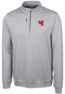 Cutter and Buck Western Kentucky Hilltoppers Mens Grey Stealth Heathered Long Sleeve Qtr Zip Pullo..