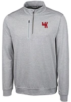 Cutter and Buck Western Kentucky Hilltoppers Mens Grey Stealth Heathered Long Sleeve Qtr Zip Pullo..
