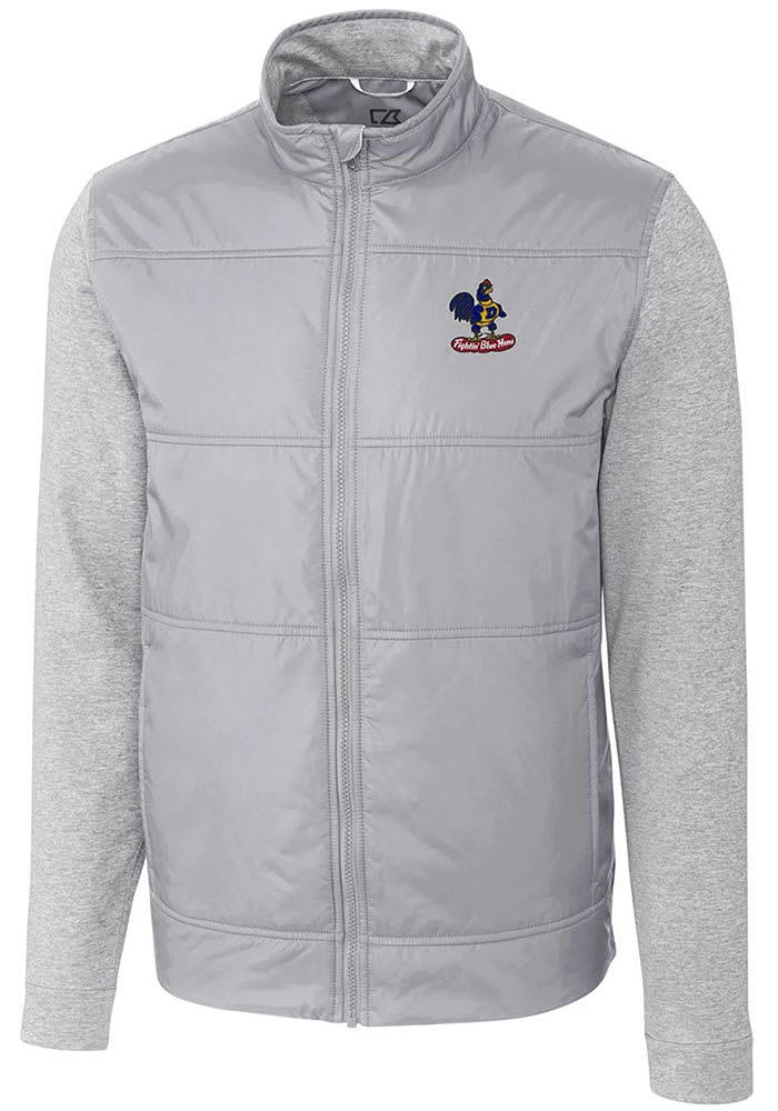 Cutter and Buck Delaware Fightin' Blue Hens Mens Grey Stealth Hybrid Quilted Medium Weight Jacket
