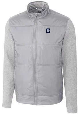 Cutter and Buck Georgetown Hoyas Mens Grey Stealth Hybrid Quilted Medium Weight Jacket