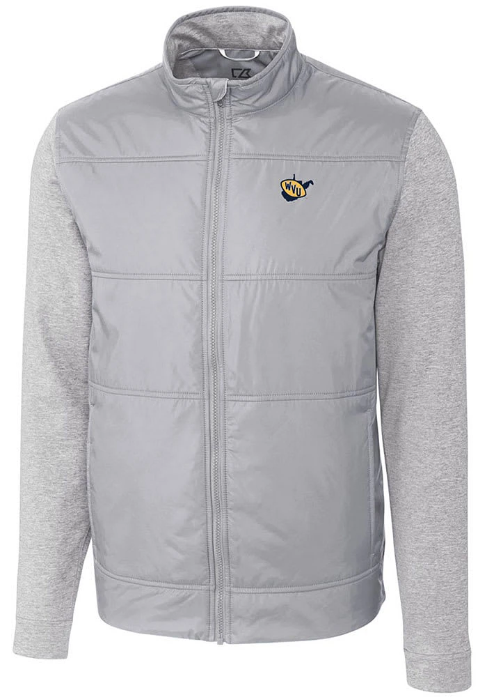 Cutter and Buck West Virginia Mountaineers Mens Grey Vault Stealth Medium Weight Jacket