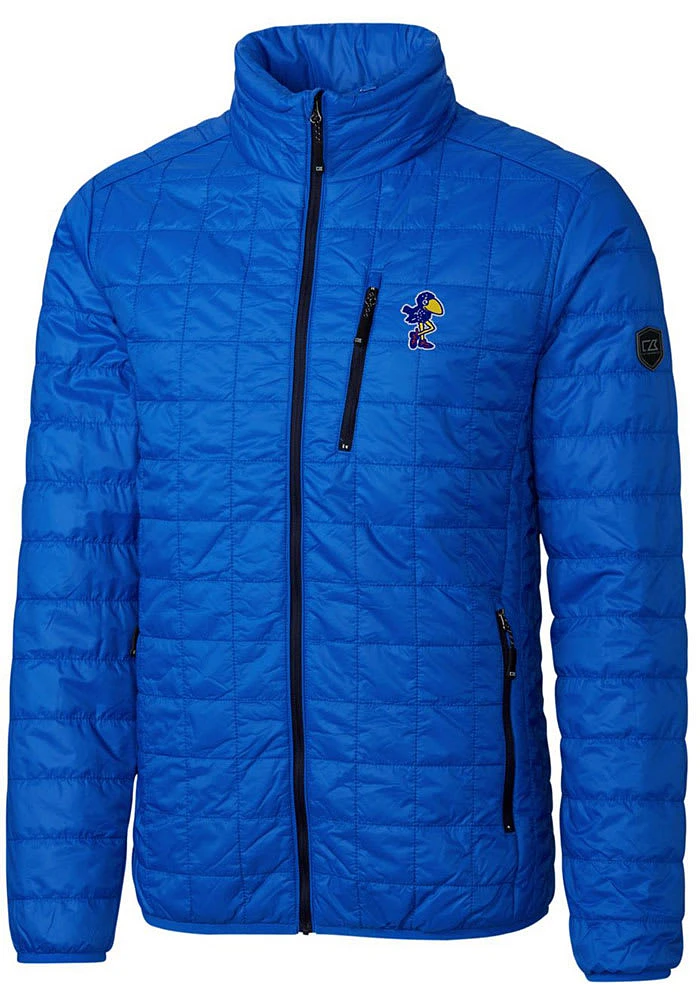 Cutter and Buck Kansas Jayhawks Mens Blue Rainier PrimaLoft Puffer Filled Jacket