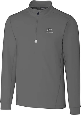 Cutter and Buck Virginia Tech Hokies Mens Grey Traverse Stretch Big Tall Qtr Zip