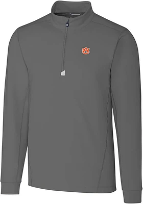 Cutter and Buck Auburn Tigers Mens Grey Traverse Stretch Big Tall Qtr Zip