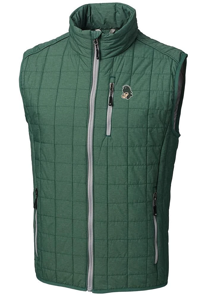 Cutter and Buck Michigan State Spartans Mens Green Rainier PrimaLoft Puffer Sleeveless Jacket