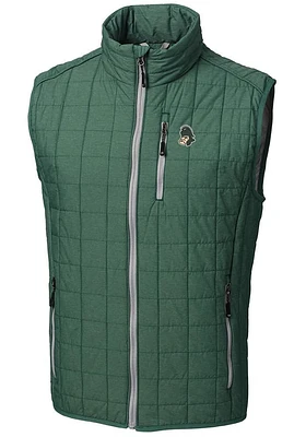Cutter and Buck Michigan State Spartans Mens Green Rainier PrimaLoft Puffer Sleeveless Jacket