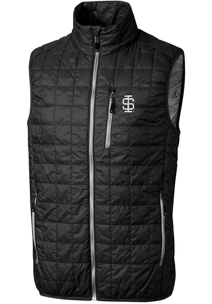Cutter and Buck Southern Illinois Salukis Mens Black Rainier PrimaLoft Sleeveless Jacket