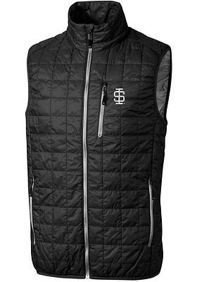 Cutter and Buck Southern Illinois Salukis Mens Black Rainier PrimaLoft Sleeveless Jacket