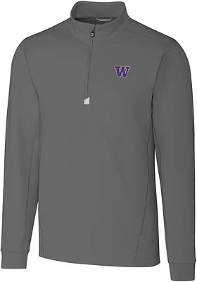 Mens Washington Huskies Cutter and Buck Traverse Stretch Qtr Zip