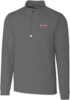 Cutter and Buck Mississippi State Bulldogs Mens Grey Traverse Stretch Big Tall Qtr Zip