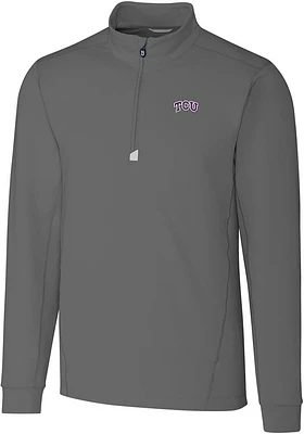 Cutter and Buck TCU Horned Frogs Mens Grey Traverse Stretch Big Tall Qtr Zip