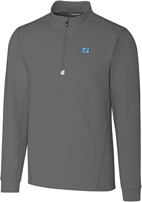 Cutter and Buck North Carolina Tar Heels Mens Grey Traverse Stretch Big Tall Qtr Zip