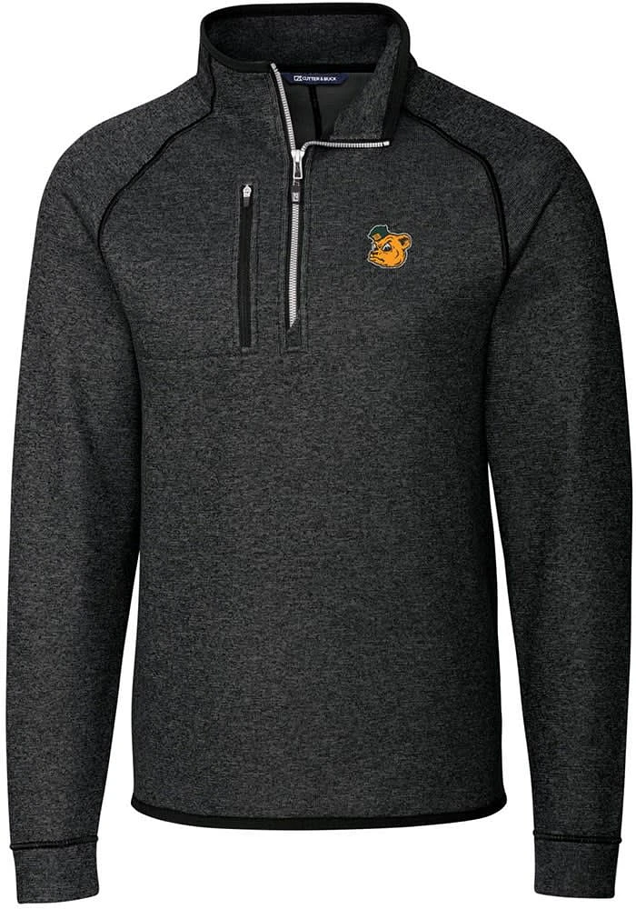 Cutter and Buck Baylor Bears Mens Grey Vault Mainsail Long Sleeve Qtr Zip Pullover