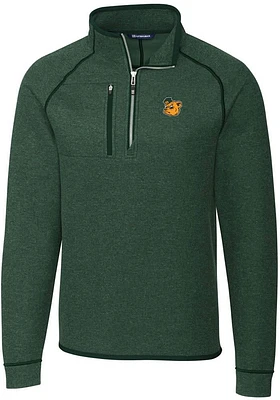 Cutter and Buck Baylor Bears Mens Green Mainsail Long Sleeve Qtr Zip Pullover