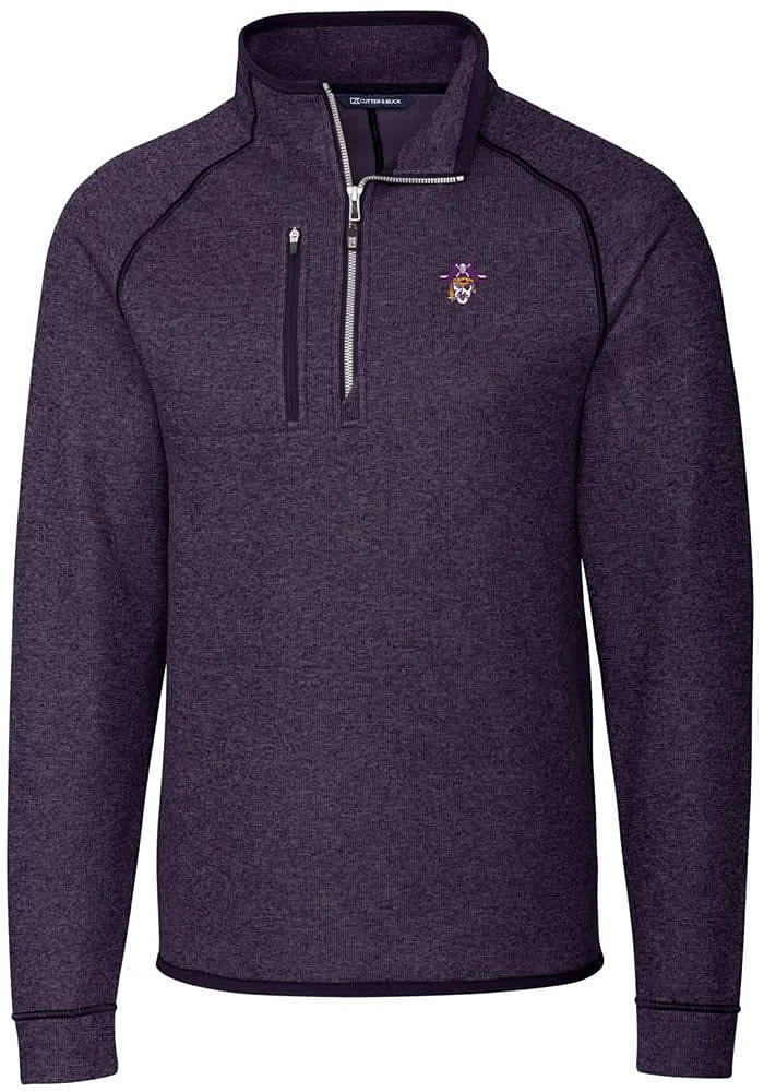 Cutter and Buck East Carolina Pirates Mens Purple Vault Mainsail Long Sleeve Qtr Zip Pullover