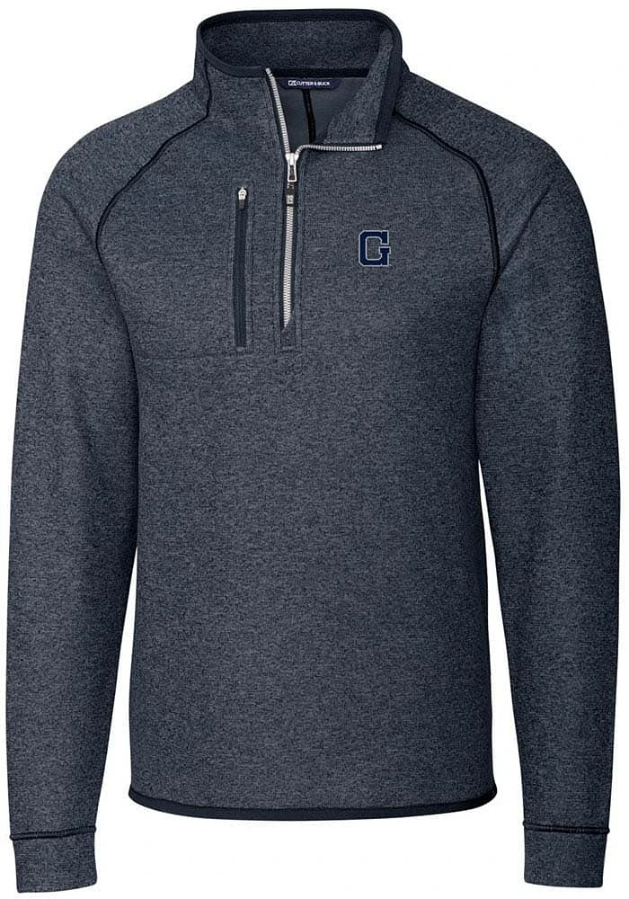 Cutter and Buck Georgetown Hoyas Mens Navy Blue Vault Mainsail Long Sleeve Qtr Zip Pullover