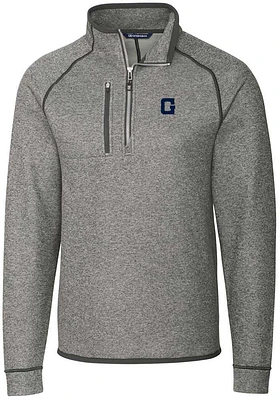 Cutter and Buck Georgetown Hoyas Mens Grey Vault Mainsail Long Sleeve Qtr Zip Pullover