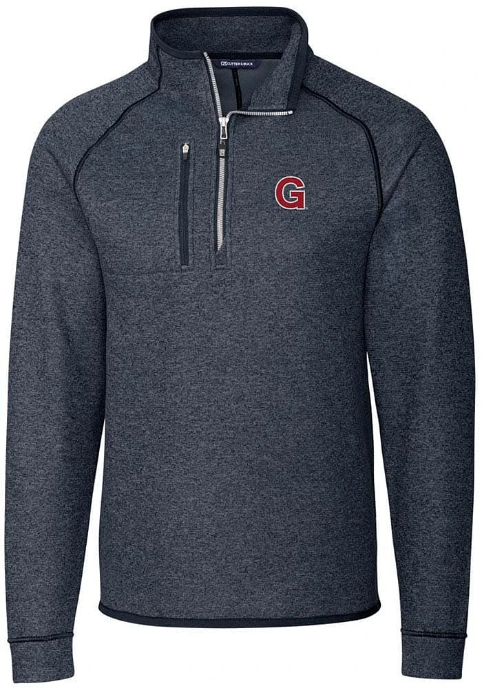 Cutter and Buck Gonzaga Bulldogs Mens Navy Blue Vault Mainsail Long Sleeve Qtr Zip Pullover