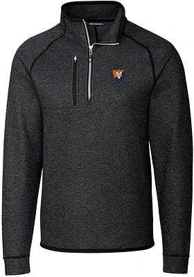 Mens Illinois Fighting Illini Grey Cutter and Buck Vault Mainsail Qtr Zip Pullover
