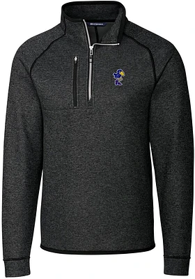 Cutter and Buck Kansas Jayhawks Mens Grey Vault Mainsail Long Sleeve Qtr Zip Pullover