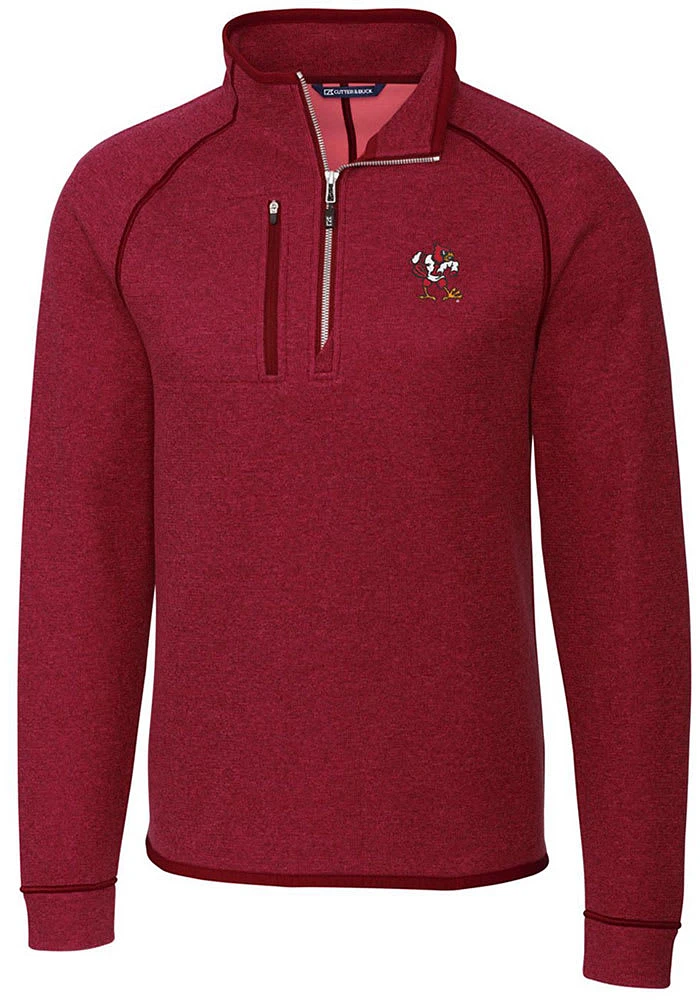 Cutter and Buck Louisville Cardinals Mens Red Mainsail Long Sleeve Qtr Zip Pullover